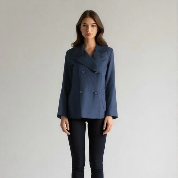 NWT Bryn Walker Navy Crop Pea Coat - Picture 12 of 12